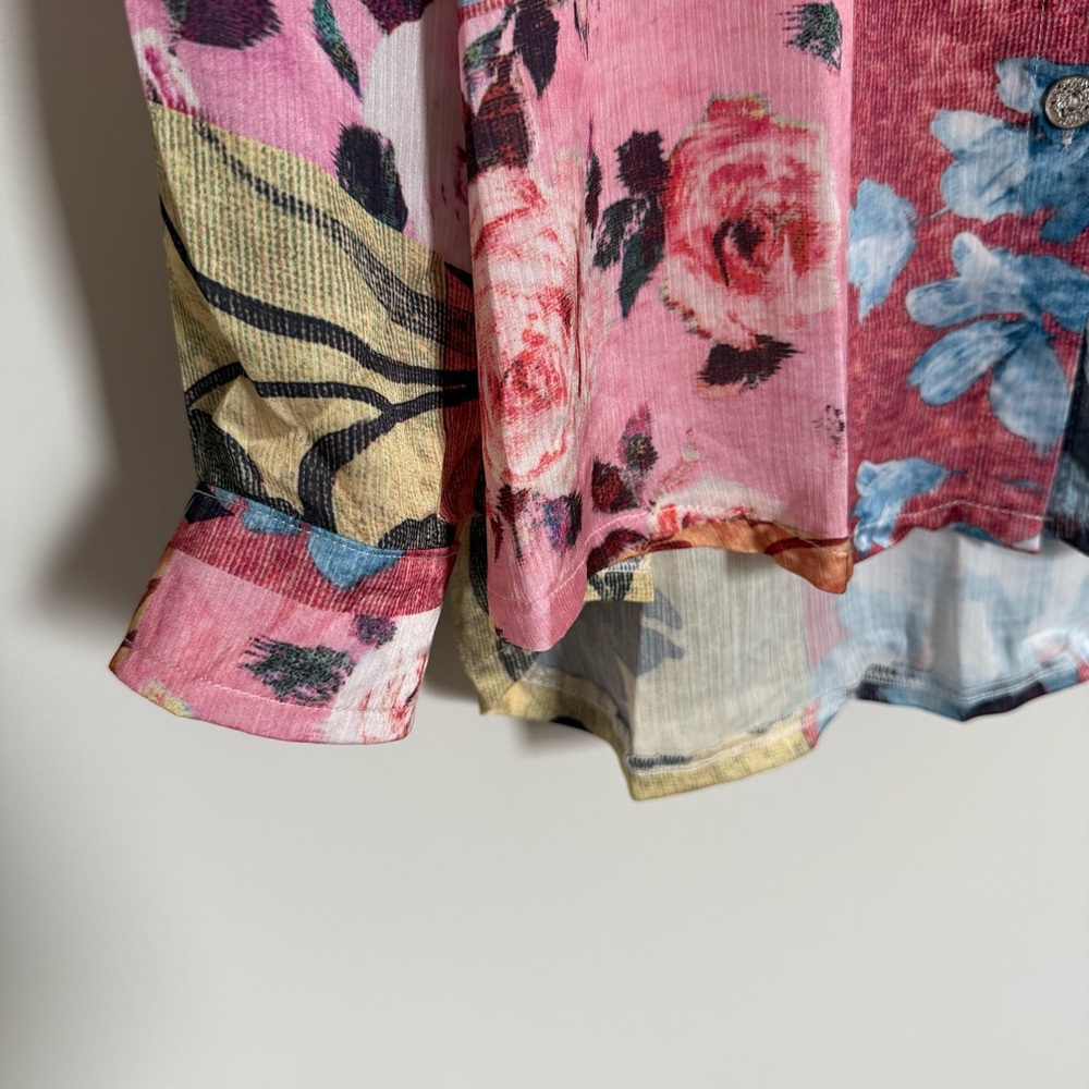 POL The Rose Patchwork Top Button Down Shirt Large - image 7